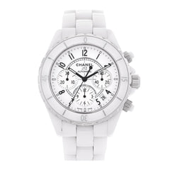 Stainless Steel Ceramic 41mm J12 Chronograph Automatic Watch White