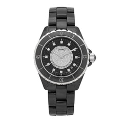 Stainless Steel Ceramic Diamond Dial 38mm J12 Quartz Watch Black