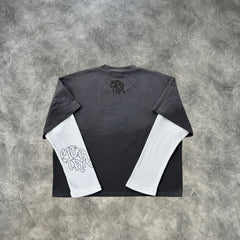 Mertra Fake Two Piece Long Sleeves T-Shirt Grey