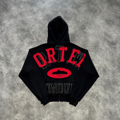 Corteiz Lundun Zip-Up Hoodie Black/Red