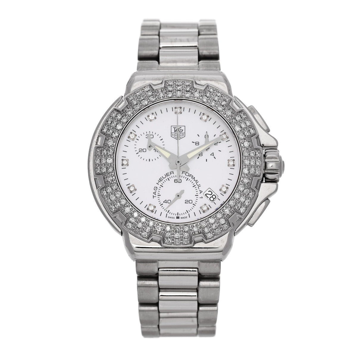 Stainless Steel Diamond Bezel Mother of Pearl 36mm Formula 1 Lady Quartz Watch CAC1310