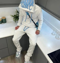Syna Linen Tracksuit White/Blue