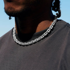 GLD X Bloody Osiris Moissanite Voronoi Link Chain in White Gold Vermeil