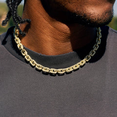 GLD X Bloody Osiris Iced Canary Voronoi Link Chain in Yellow Gold Vermeil