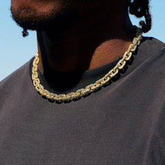 GLD X Bloody Osiris Iced Canary Voronoi Link Chain in Yellow Gold Vermeil