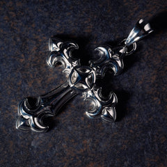 GLD X Bloody Osiris Large Cross Pendant in White Gold Vermeil
