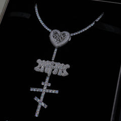 GLD X Bloody Osiris Iced Locket Rosary Chain in White Gold