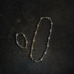 GLD X Bloody Osiris Dual Finish Moissanite Ball Chain Bracelet in White and Yellow Gold Vermeil