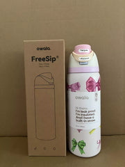 Owala Girlhood 32oz Free Sip Limited Edition UO Exclusive Multicolor Pink Bows