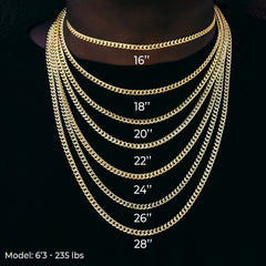 Iced Two Tone Large Link Puffed Mariner Necklace in Yellow & White Gold - 15mm