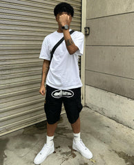 Corteiz Alcatraz Cargo Shorts Black/White
