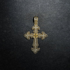 GLD X Bloody Osiris Large Iced Canary Cross Pendant in Yellow Gold Vermeil