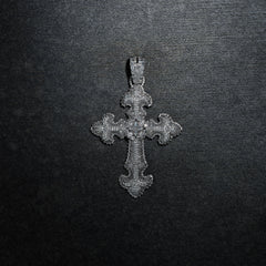 GLD X Bloody Osiris Iced Moissanite Large Cross Pendant in White Gold Vermeil