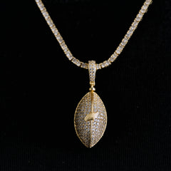 Iced Football Pendant in Yellow Gold