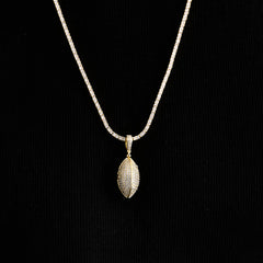 Iced Football Pendant in Yellow Gold
