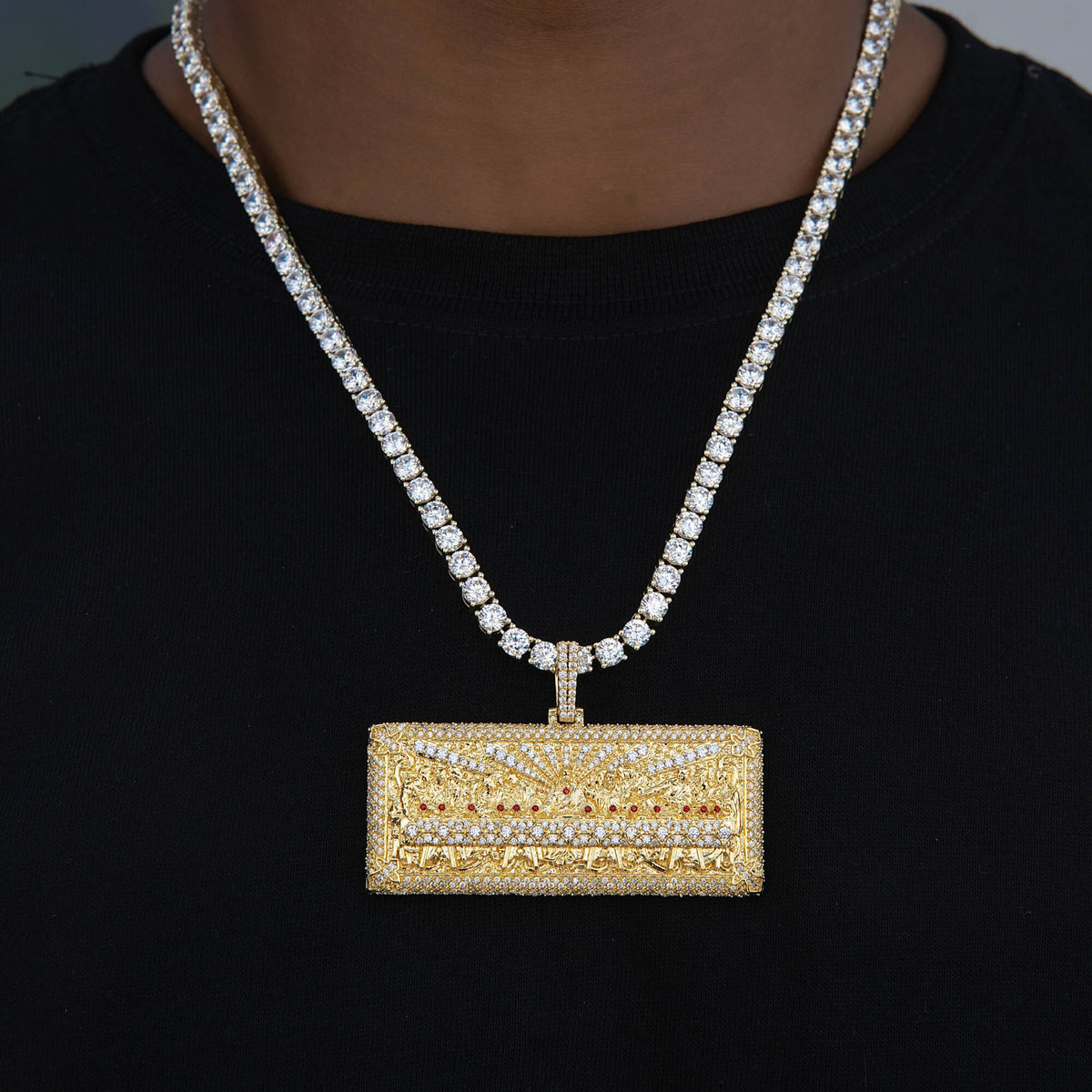 Large Iced The Last Supper Pendant in Yellow Gold