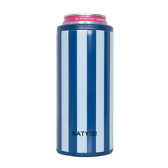 Navy and Light Blue Striped Slim Can Cooler