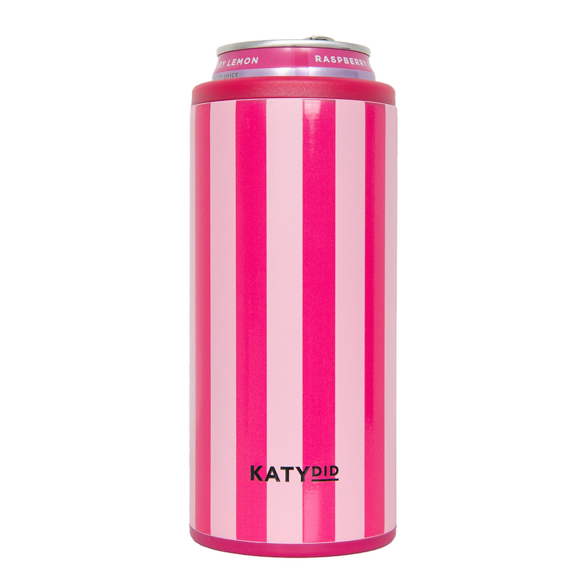 Hot Pink Striped Slim Can Cooler