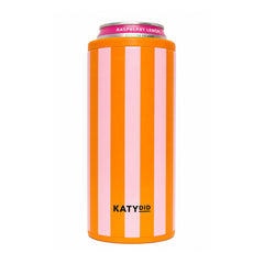 Orange and Light Pink Striped Slim Can Cooler