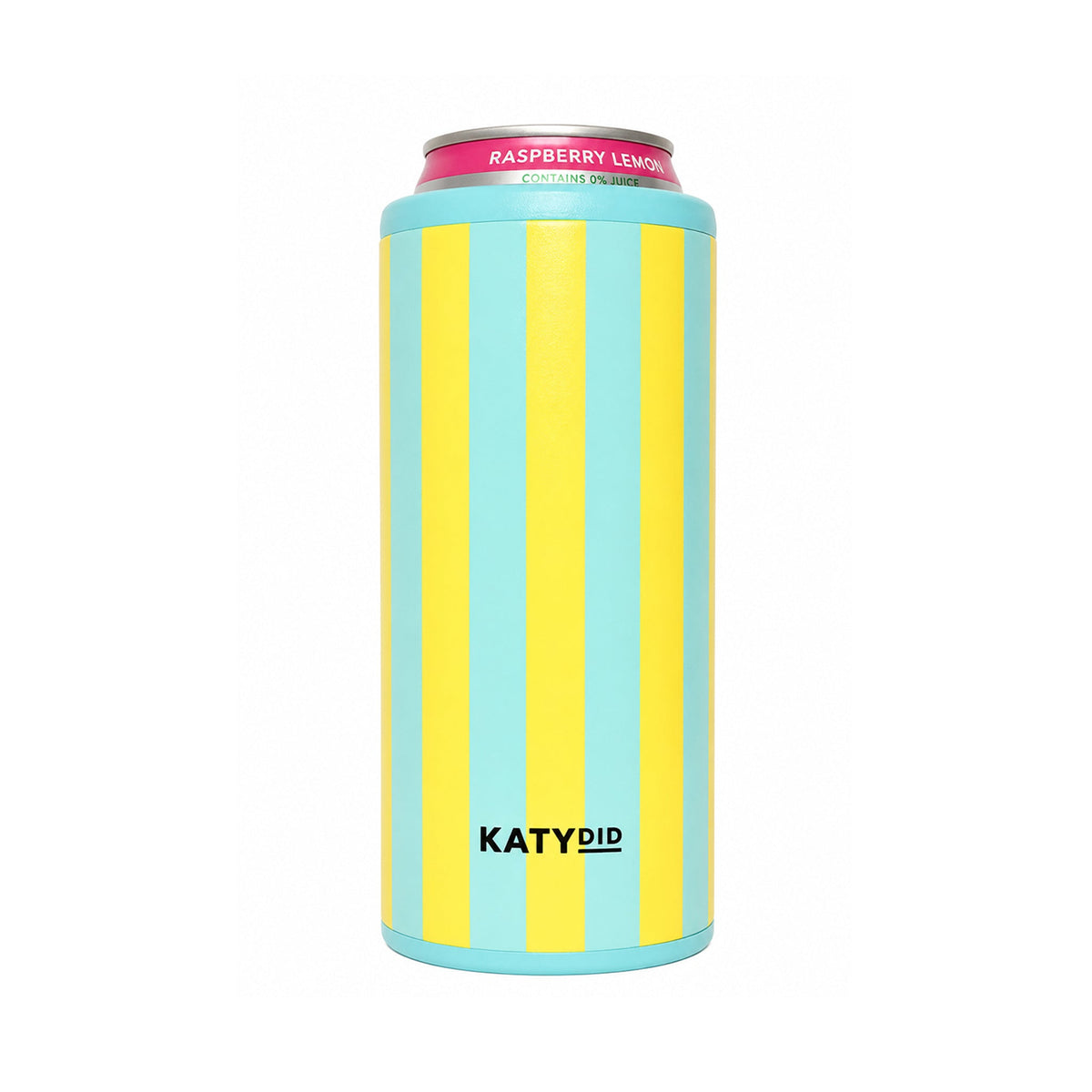 Aqua and Yellow Striped Slim Can Cooler