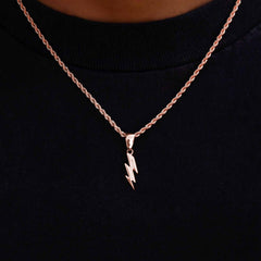 Micro Simple Lighting Bolt Pendant in Rose Gold