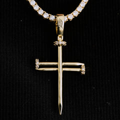 Nail Cross Pendant in Yellow Gold