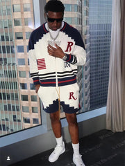 RHUDE Saint Croix Straight-Leg Logo-Appliqu¨¦d Intarsia Cotton Drawstring Shorts