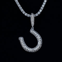 Simple Horseshoe Pendant in White Gold