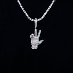 GLD X Ryan William's Peace Sign Pendant in White Gold