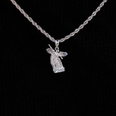 Micro Saint Michael Pendant in White Gold