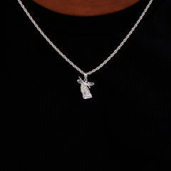 Micro Saint Michael Pendant in White Gold