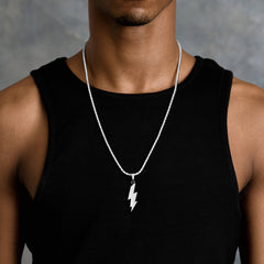 Simple Lightning Bolt Pendant in White Gold