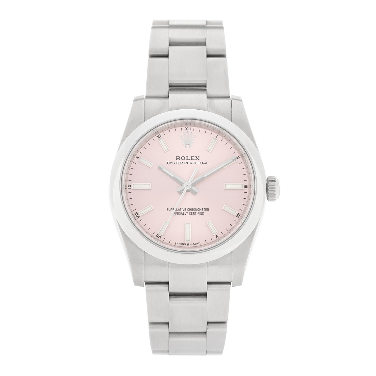 Stainless Steel 34mm Oyster Perpetual Watch Pink 124200