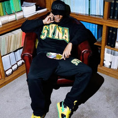Syna Arched Printed Tracksuit Black/Yellow