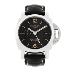 Stainless Steel Alligator 42mm Luminor 1950 3 Days GMT Automatic Watch Black PAM01535