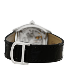 18K White Gold Alligator Diamond Bezel 28mm Tortue Manual Winding Watch Black