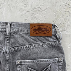 EMBOSSED C-STAR DENIM WORK PANT-grey