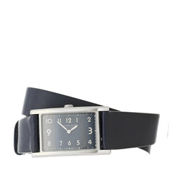 Stainless Steel Calfskin 22mm East West Quartz Watch Blue