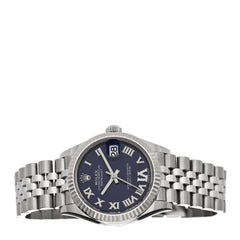Stainless Steel 18K White Gold Diamond 31mm Oyster Perpetual Datejust Watch Aubergine Roman 278274