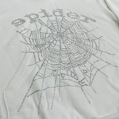 Sp5der Web Rhinestone Hoodie White