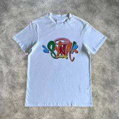 Syna Rainbow Color Letter T-Shirt White
