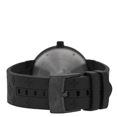 Stainless Steel Rubber 39mm Tambour Slim Rainbow Quartz Watch Black