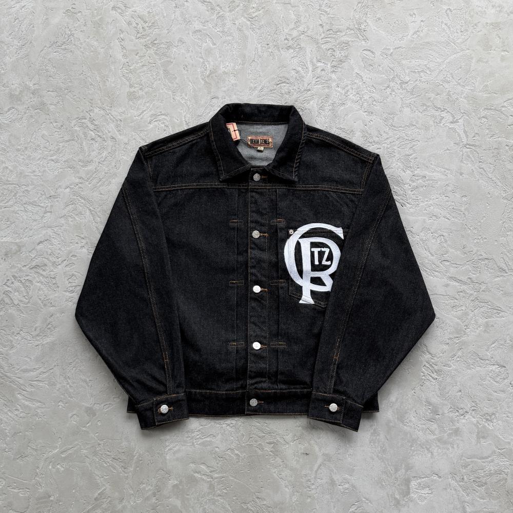 Crest Chainstitch Denim Jacket -Washed Black