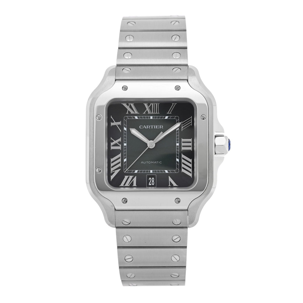 Stainless Steel 39.8mm Santos De Cartier Automatic Watch Green