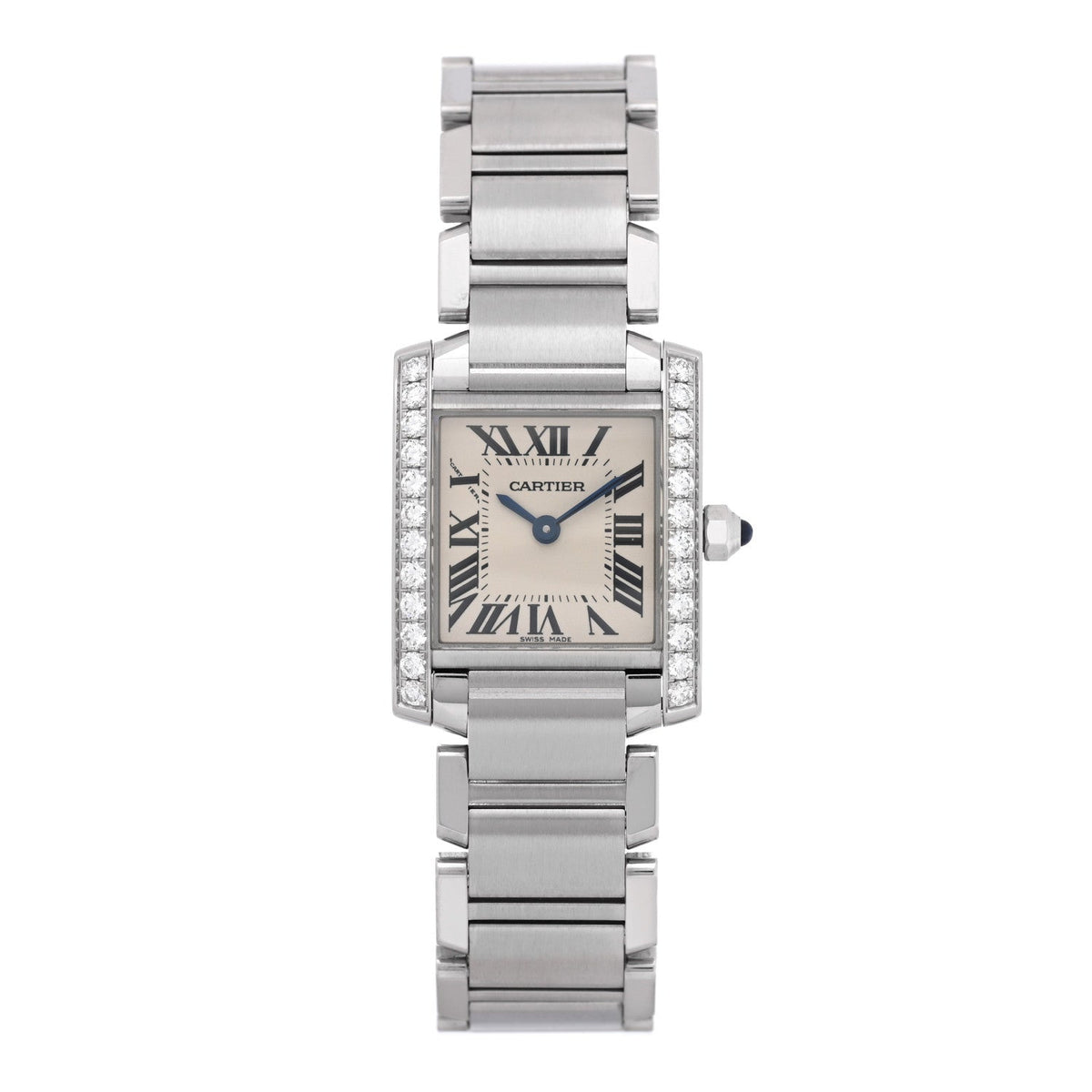 Stainless Steel Diamond Bezel 20mm Tank Francaise Quartz Watch