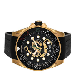 Stainless Steel Rubber 45mm Dive Snake Quartz Watch Black