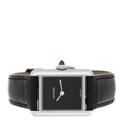 Stainless Steel Alligator 22mm Must de Cartier Tank Quartz Watch Black