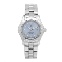 Stainless Steel Diamond Blue Mother of Pearl 27mm Aquaracer Lady Quartz Watch WAF1419