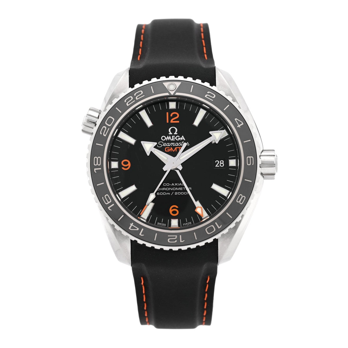 Stainless Steel Calfskin 43mm Seamaster Planet Ocean GMT Co-Axial Chronometer Automatic Watch Black 232.32.44.22.01.002