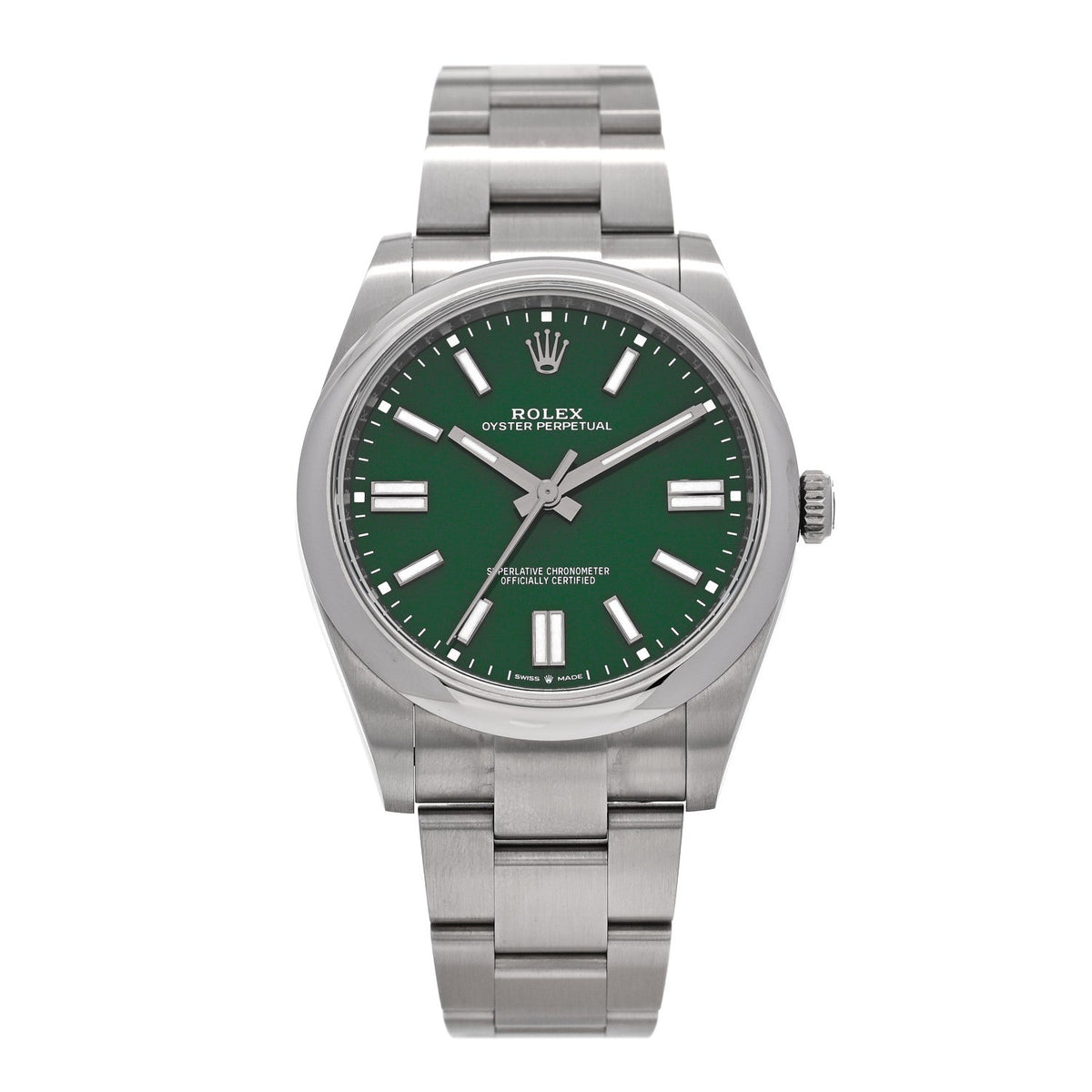 Stainless Steel 41mm Oyster Perpetual Watch Green 124300